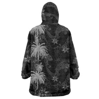 Hawaiian Honu And Surfboards Wearable Blanket Hoodie Silver Style - Polynesian Pride