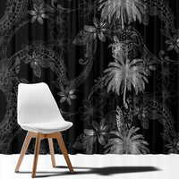 Hawaiian Honu And Surfboards Window Curtain Silver Style - Polynesian Pride