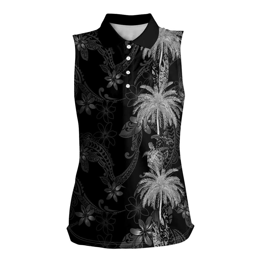 Hawaiian Honu And Surfboards Women Sleeveless Polo Shirt Silver Style - Polynesian Pride