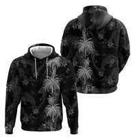 Hawaiian Honu And Surfboards Zip Hoodie Silver Style - Polynesian Pride