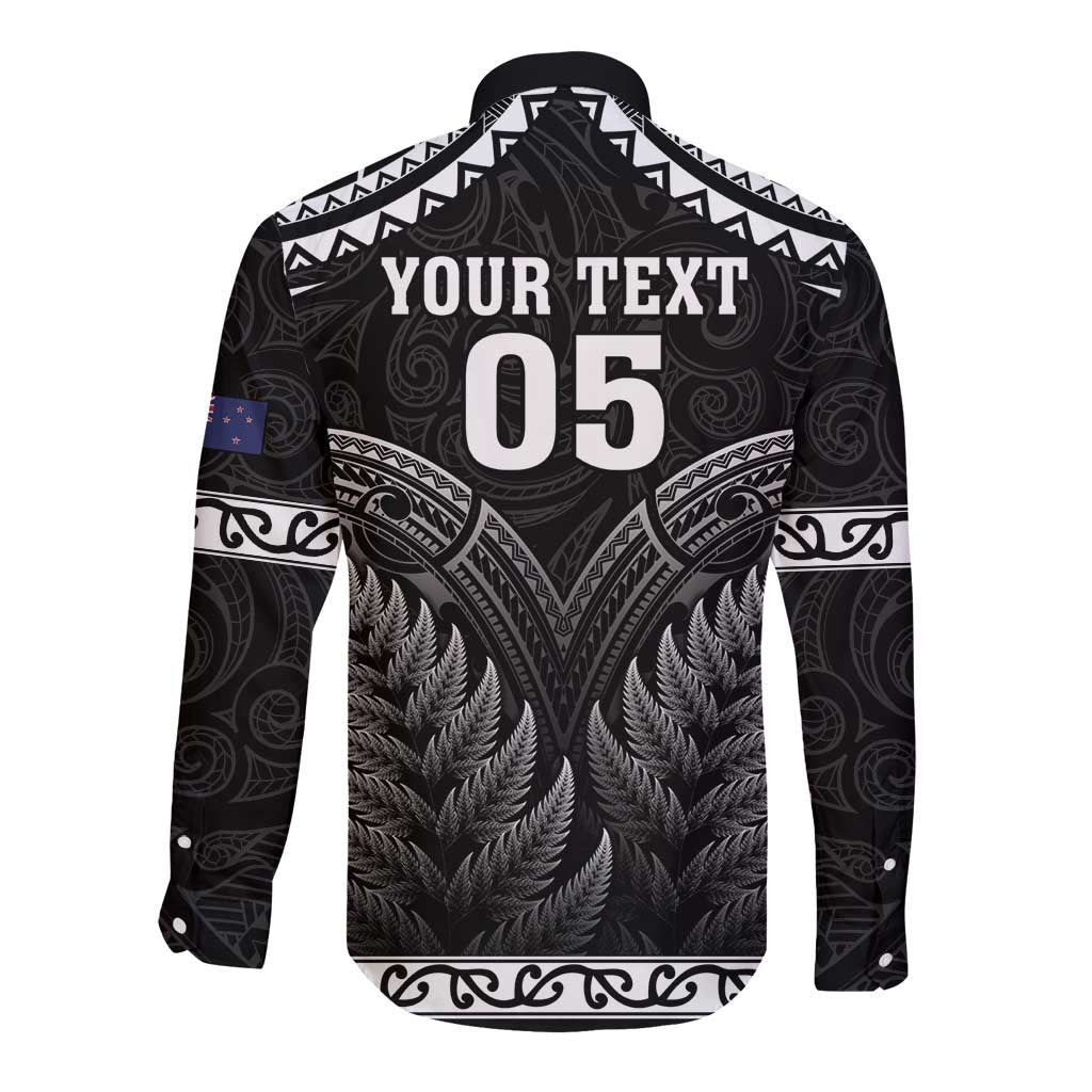 Custom New Zealand Maori Tiki Rugby Long Sleeve Button Shirt Go Aotearoa Maori Pattern