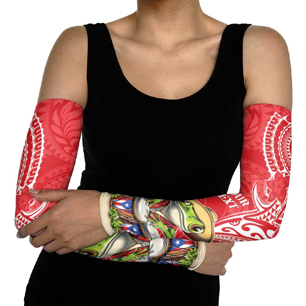 Puerto Rico Arm Sleeves Coqui Frog With Polynesian Pattern - Polynesian Pride