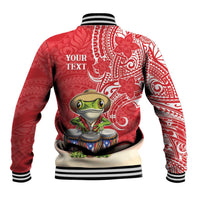 Personalized Puerto Rico Baseball Jacket Coqui Frog With Polynesian Pattern - Polynesian Pride