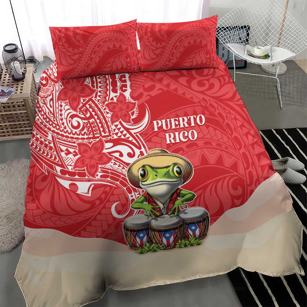 Puerto Rico Bedding Set Coqui Frog With Polynesian Pattern - Polynesian Pride