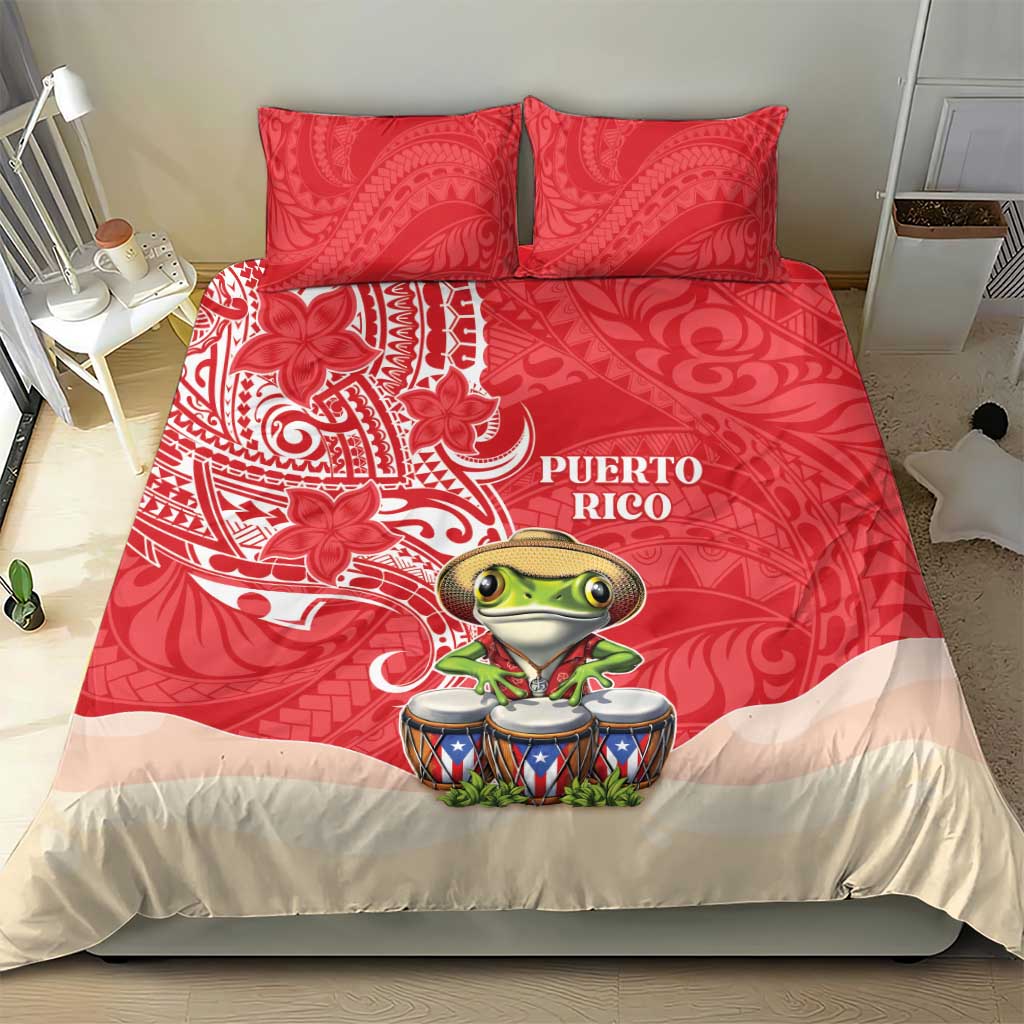 Puerto Rico Bedding Set Coqui Frog With Polynesian Pattern - Polynesian Pride