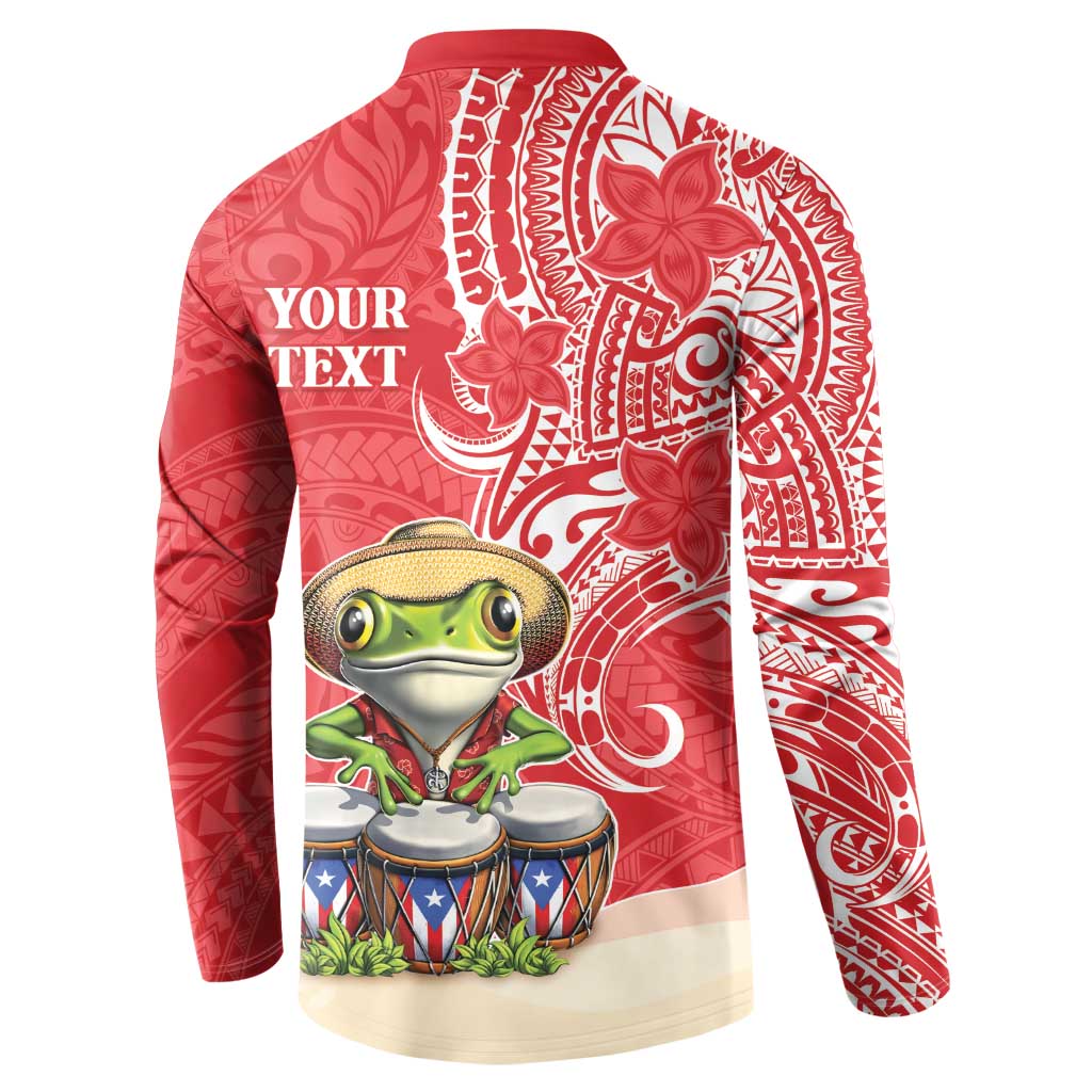 Personalized Puerto Rico Button Sweatshirt Coqui Frog With Polynesian Pattern - Polynesian Pride