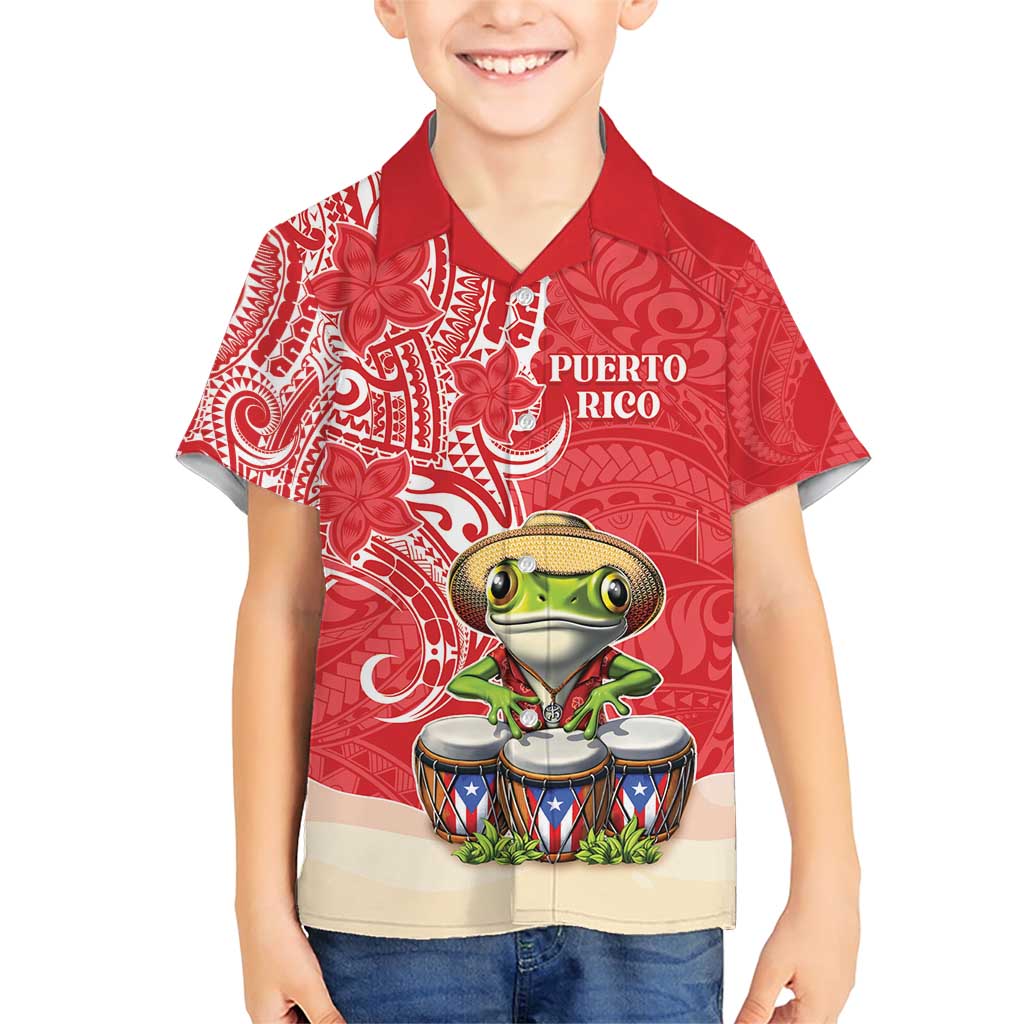 Personalized Puerto Rico Family Matching Short Sleeve Bodycon Dress and Hawaiian Shirt Coqui Frog With Polynesian Pattern - Polynesian Pride