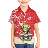 Personalized Puerto Rico Family Matching Short Sleeve Bodycon Dress and Hawaiian Shirt Coqui Frog With Polynesian Pattern - Polynesian Pride