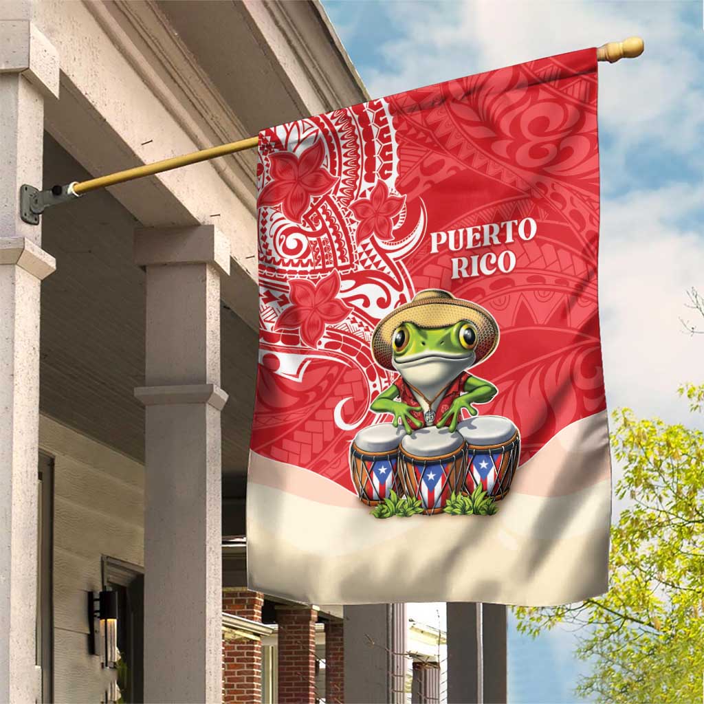 Puerto Rico Garden Flag Coqui Frog With Polynesian Pattern - Polynesian Pride