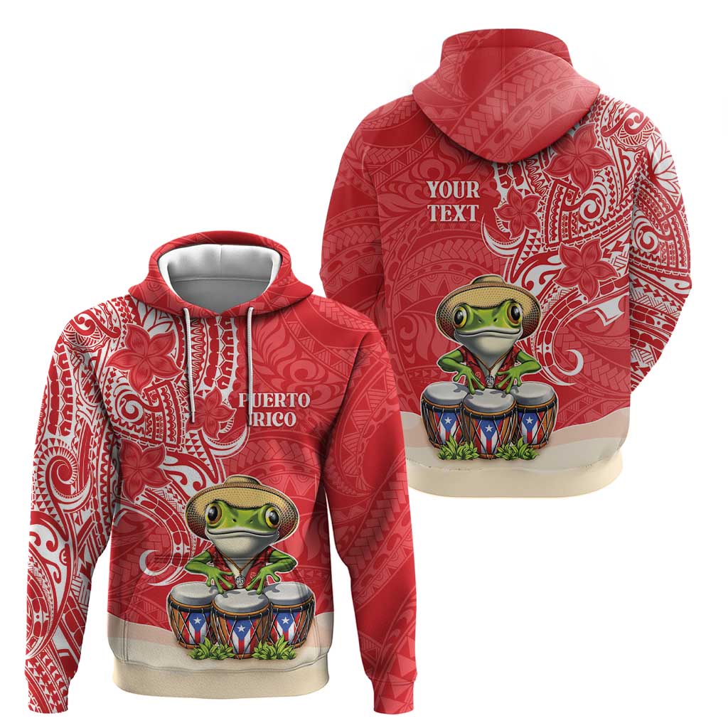 Personalized Puerto Rico Hoodie Coqui Frog With Polynesian Pattern - Polynesian Pride