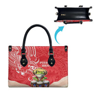 Puerto Rico Leather Bag Coqui Frog With Polynesian Pattern - Polynesian Pride