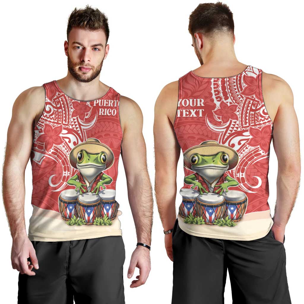 Personalized Puerto Rico Men Tank Top Coqui Frog With Polynesian Pattern - Polynesian Pride