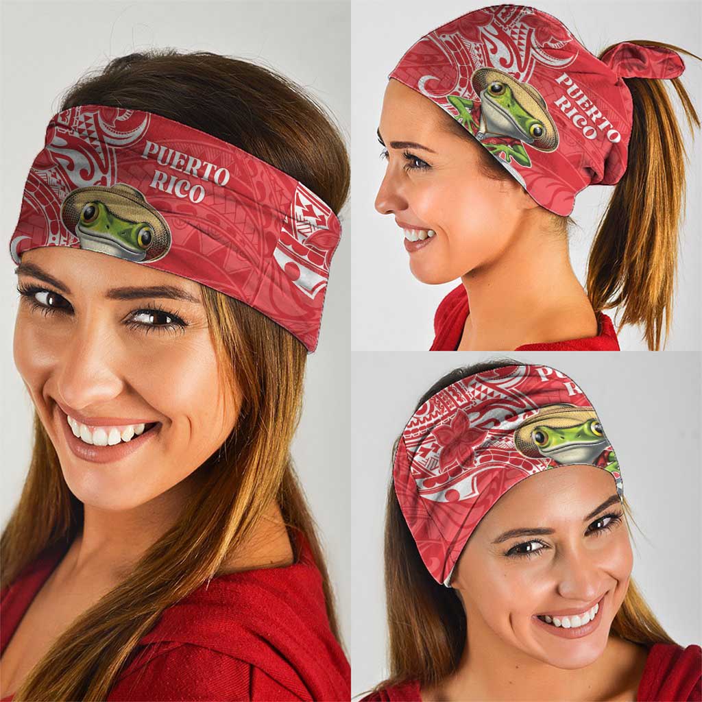 Puerto Rico Neck Gaiter Coqui Frog With Polynesian Pattern - Polynesian Pride