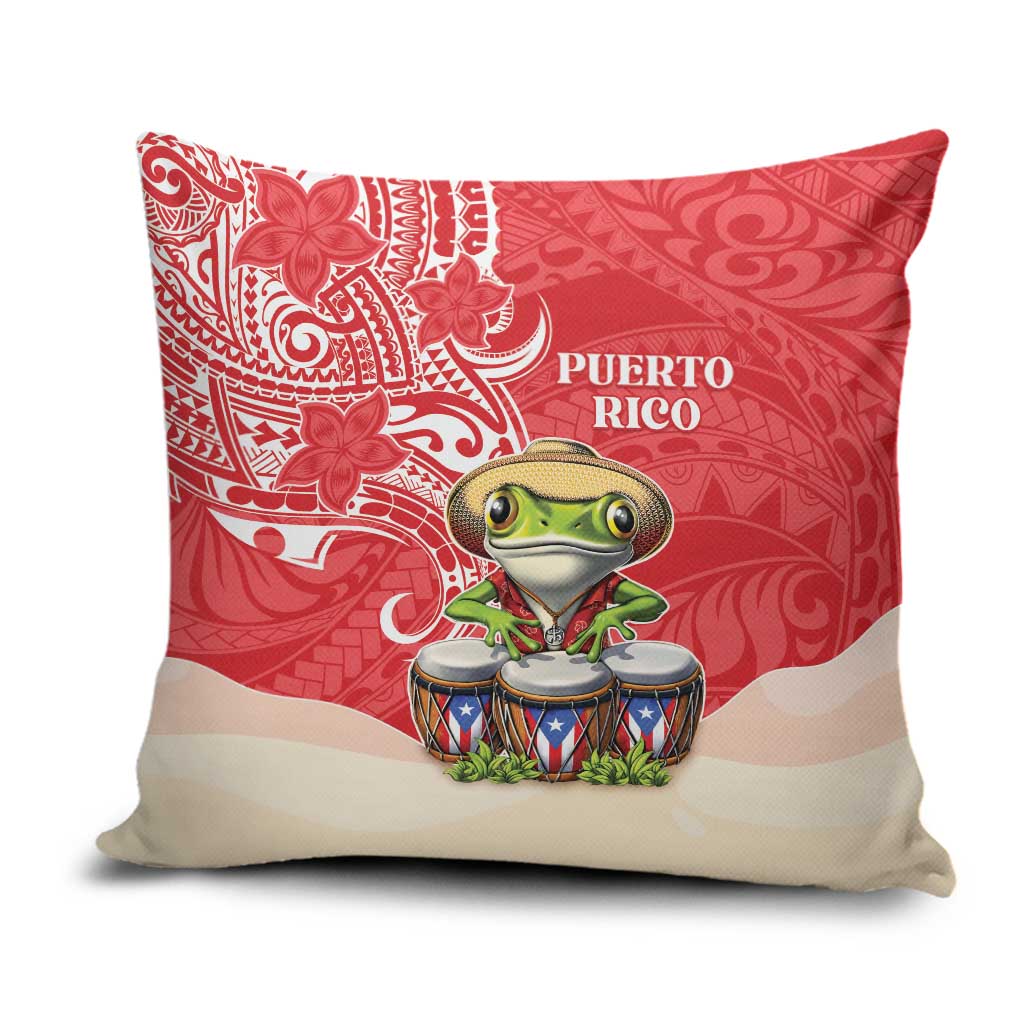 Puerto Rico Pillow Cover Coqui Frog With Polynesian Pattern - Polynesian Pride