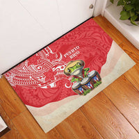 Puerto Rico Rubber Doormat Coqui Frog With Polynesian Pattern - Polynesian Pride