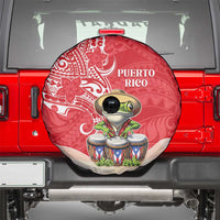 Puerto Rico Spare Tire Cover Coqui Frog With Polynesian Pattern - Polynesian Pride