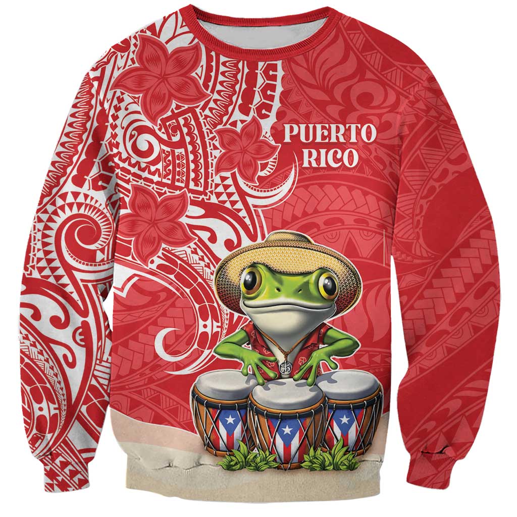 Personalized Puerto Rico Sweatshirt Coqui Frog With Polynesian Pattern - Polynesian Pride