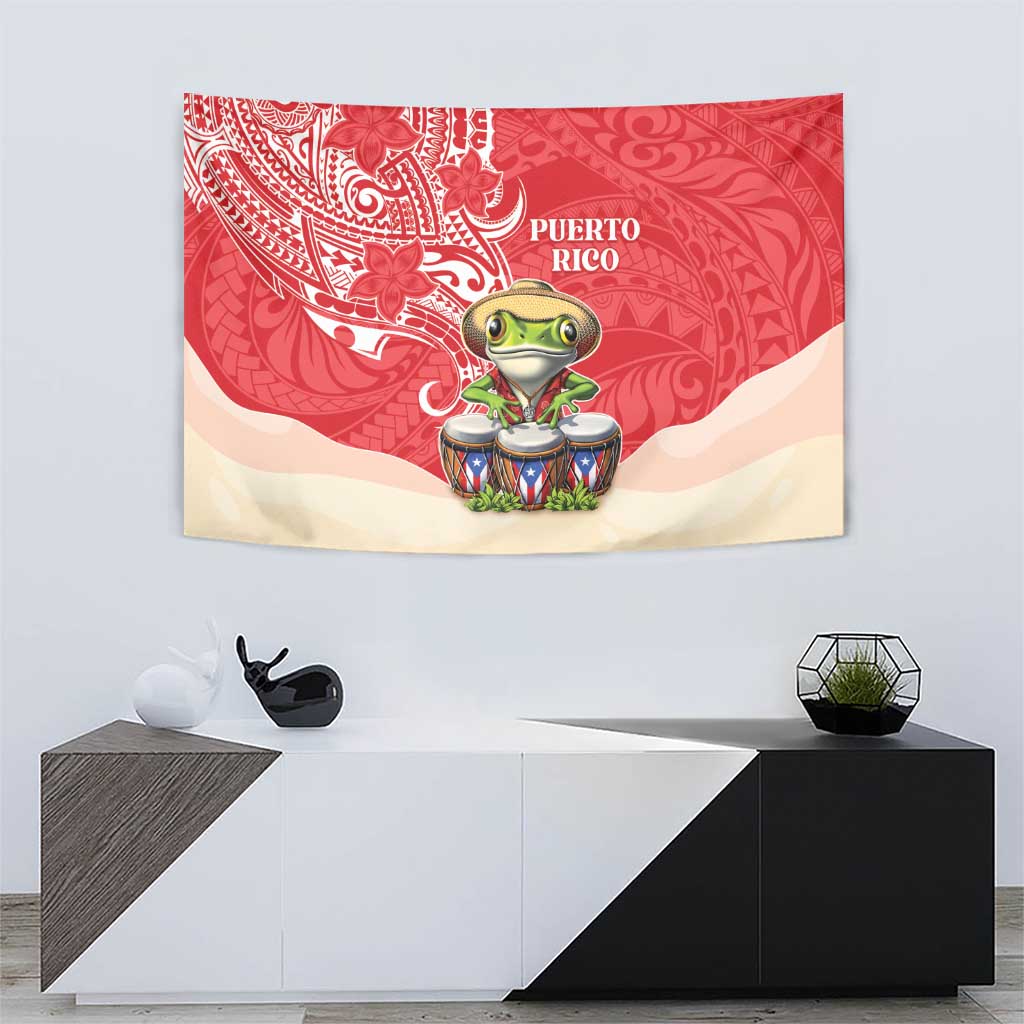 Puerto Rico Tapestry Coqui Frog With Polynesian Pattern - Polynesian Pride