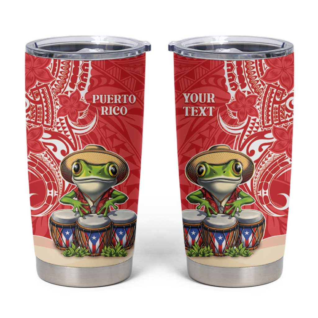 Personalized Puerto Rico Tumbler Cup Coqui Frog With Polynesian Pattern - Polynesian Pride