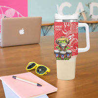 Personalized Puerto Rico Tumbler With Handle Coqui Frog With Polynesian Pattern - Polynesian Pride