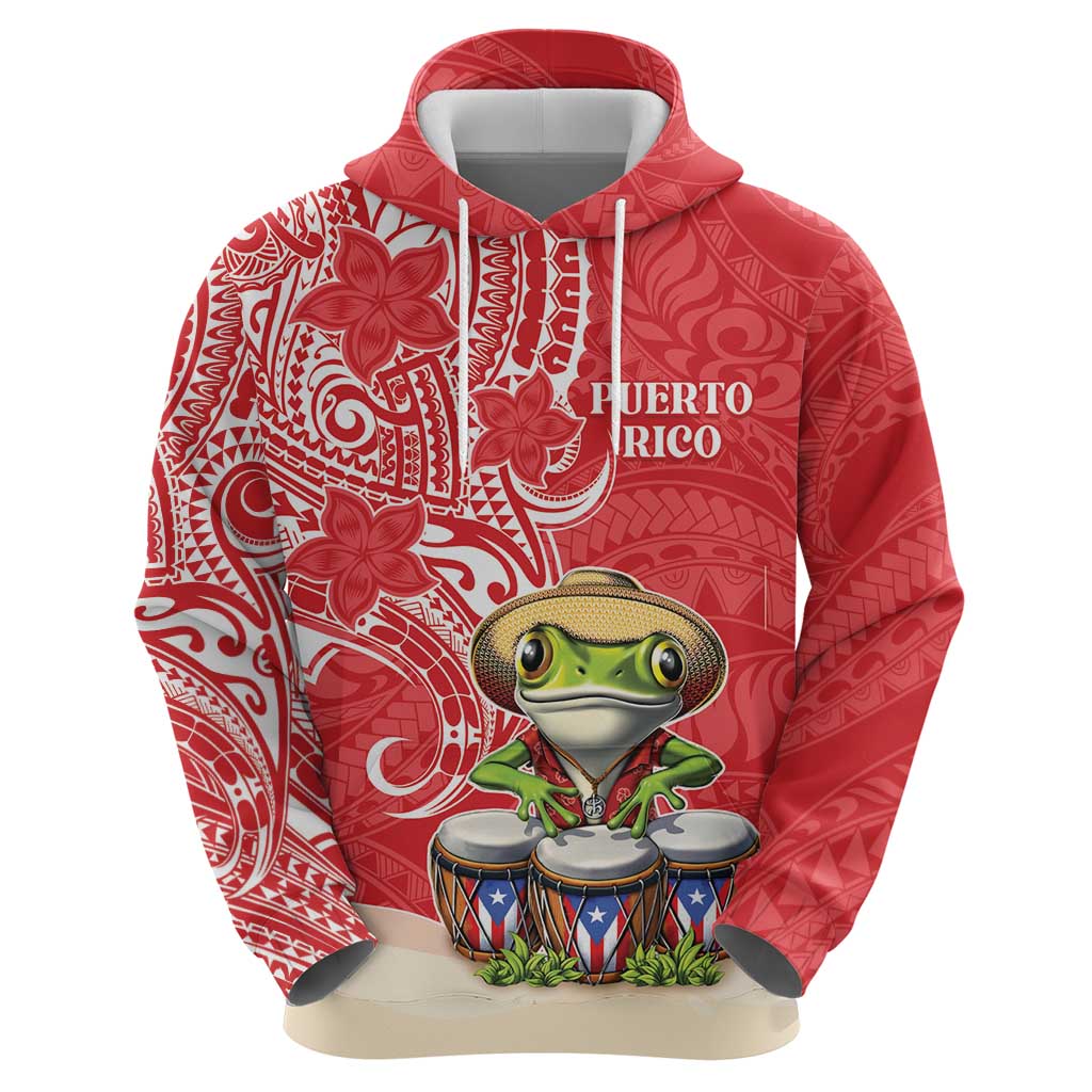 Personalized Puerto Rico Zip Hoodie Coqui Frog With Polynesian Pattern - Polynesian Pride