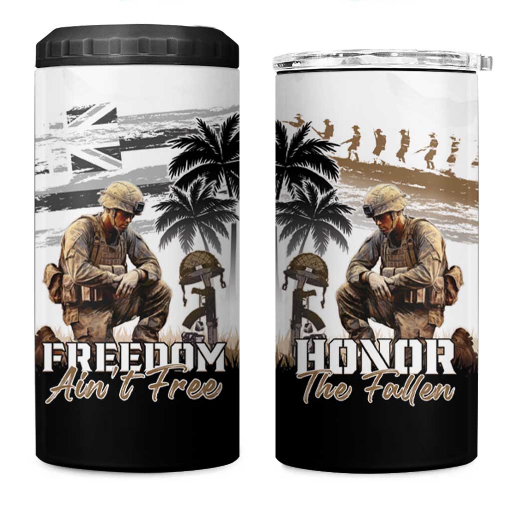 Hawaii Veterans Day 4 in 1 Can Cooler Tumbler Honor The Fallen Flag Grunge Style