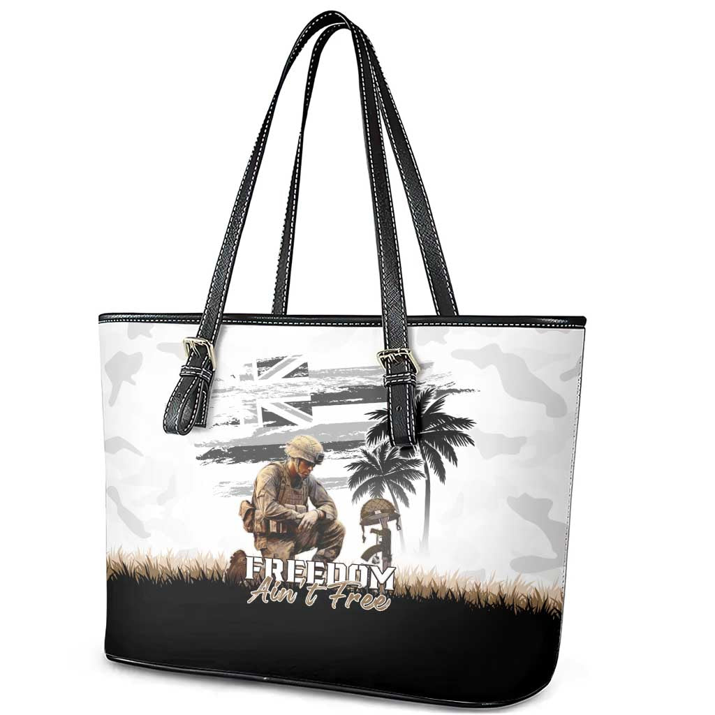 Hawaii Veterans Day Leather Tote Bag Honor The Fallen Flag Grunge Style