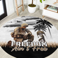 Hawaii Veterans Day Round Carpet Honor The Fallen Flag Grunge Style LT05 White - Polynesian Pride