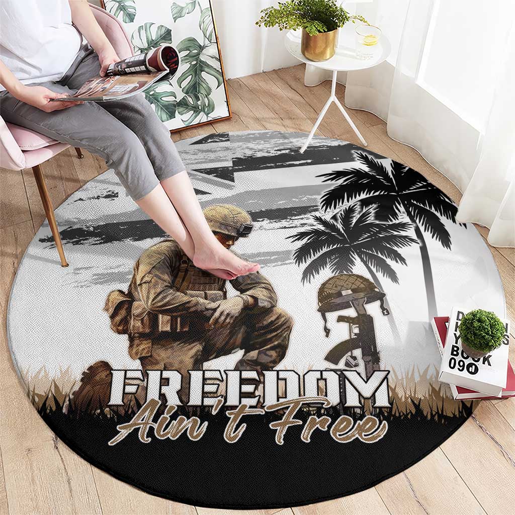 Hawaii Veterans Day Round Carpet Honor The Fallen Flag Grunge Style LT05 - Polynesian Pride