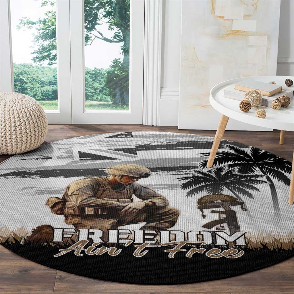 Hawaii Veterans Day Round Carpet Honor The Fallen Flag Grunge Style LT05 - Polynesian Pride