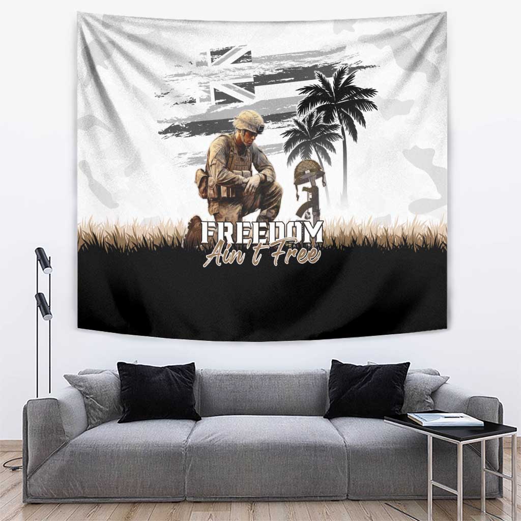 Hawaii Veterans Day Tapestry Honor The Fallen Flag Grunge Style LT05 White - Polynesian Pride