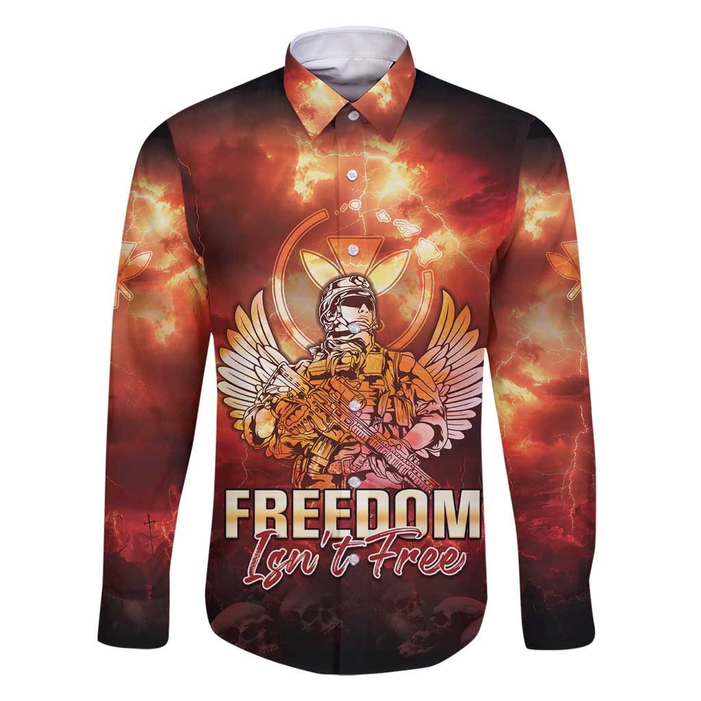 Hawaii Veterans Day Family Matching Off Shoulder Maxi Dress and Hawaiian Shirt May We Never Forget Freedom Isn't Free