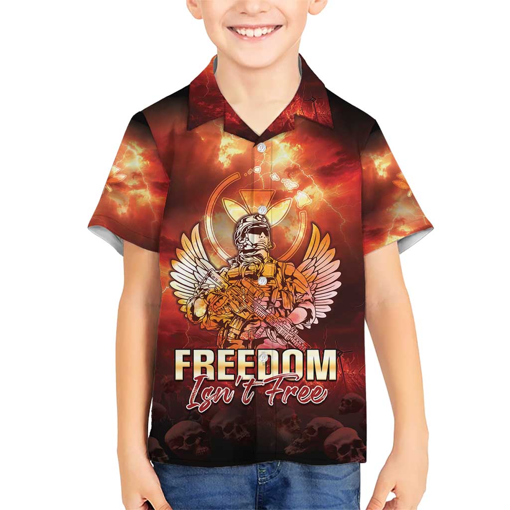 Hawaii Veterans Day Kid Hawaiian Shirt May We Never Forget Freedom Isn't Free LT05 Kid Red - Polynesian Pride