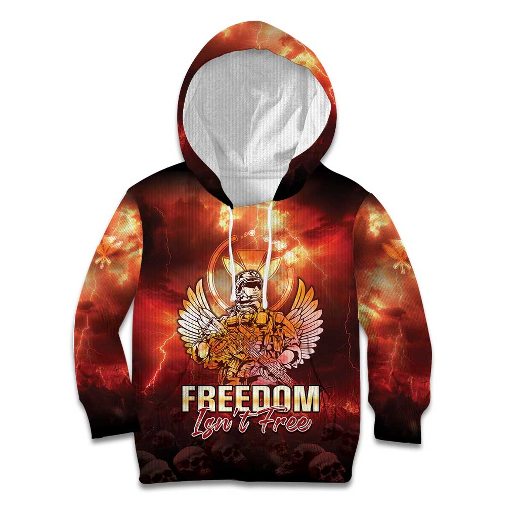 Hawaii Veterans Day Kid Hoodie May We Never Forget Freedom Isn't Free LT05 Hoodie Red - Polynesian Pride