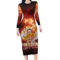 Hawaii Veterans Day Long Sleeve Bodycon Dress May We Never Forget Freedom Isn't Free LT05 Long Dress Red - Polynesian Pride