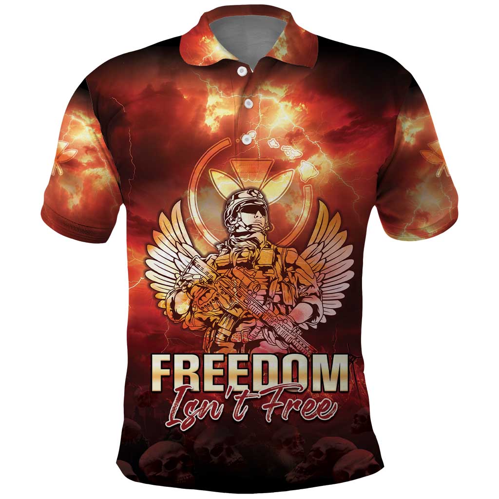 Hawaii Veterans Day Polo Shirt May We Never Forget Freedom Isn't Free LT05 Red - Polynesian Pride