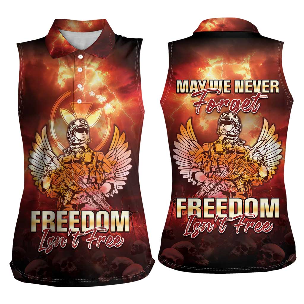 Hawaii Veterans Day Women Sleeveless Polo Shirt May We Never Forget Freedom Isn't Free LT05 - Polynesian Pride