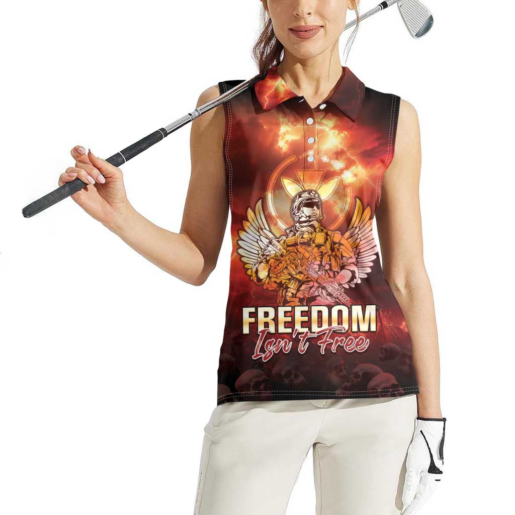 Hawaii Veterans Day Women Sleeveless Polo Shirt May We Never Forget Freedom Isn't Free LT05 - Polynesian Pride
