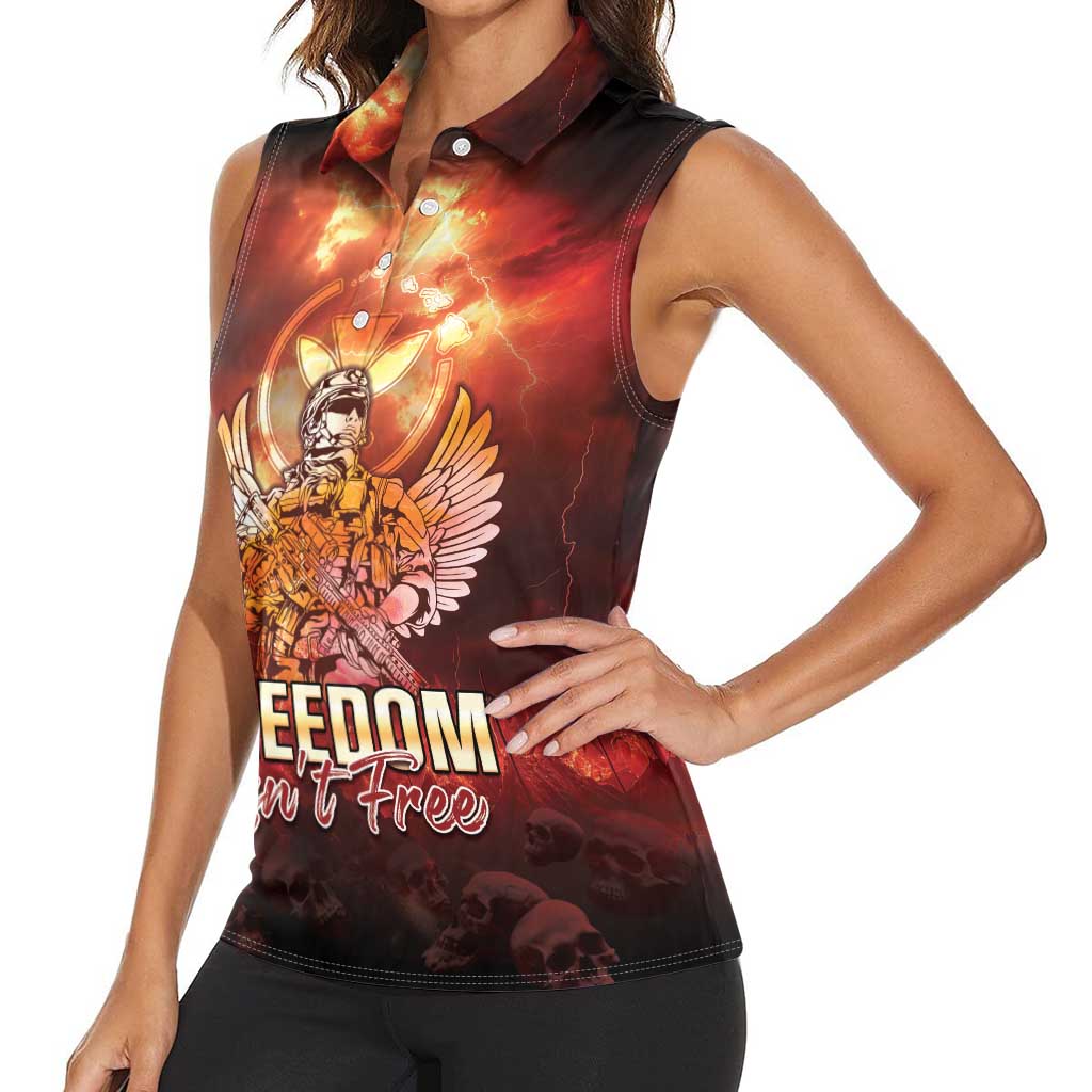 Hawaii Veterans Day Women Sleeveless Polo Shirt May We Never Forget Freedom Isn't Free LT05 - Polynesian Pride
