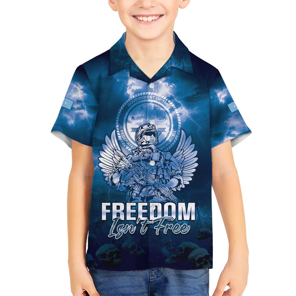 Federated States of Micronesia Veterans Day Family Matching Long Sleeve Bodycon Dress and Hawaiian Shirt May We Never Forget Freedom Isn't Free