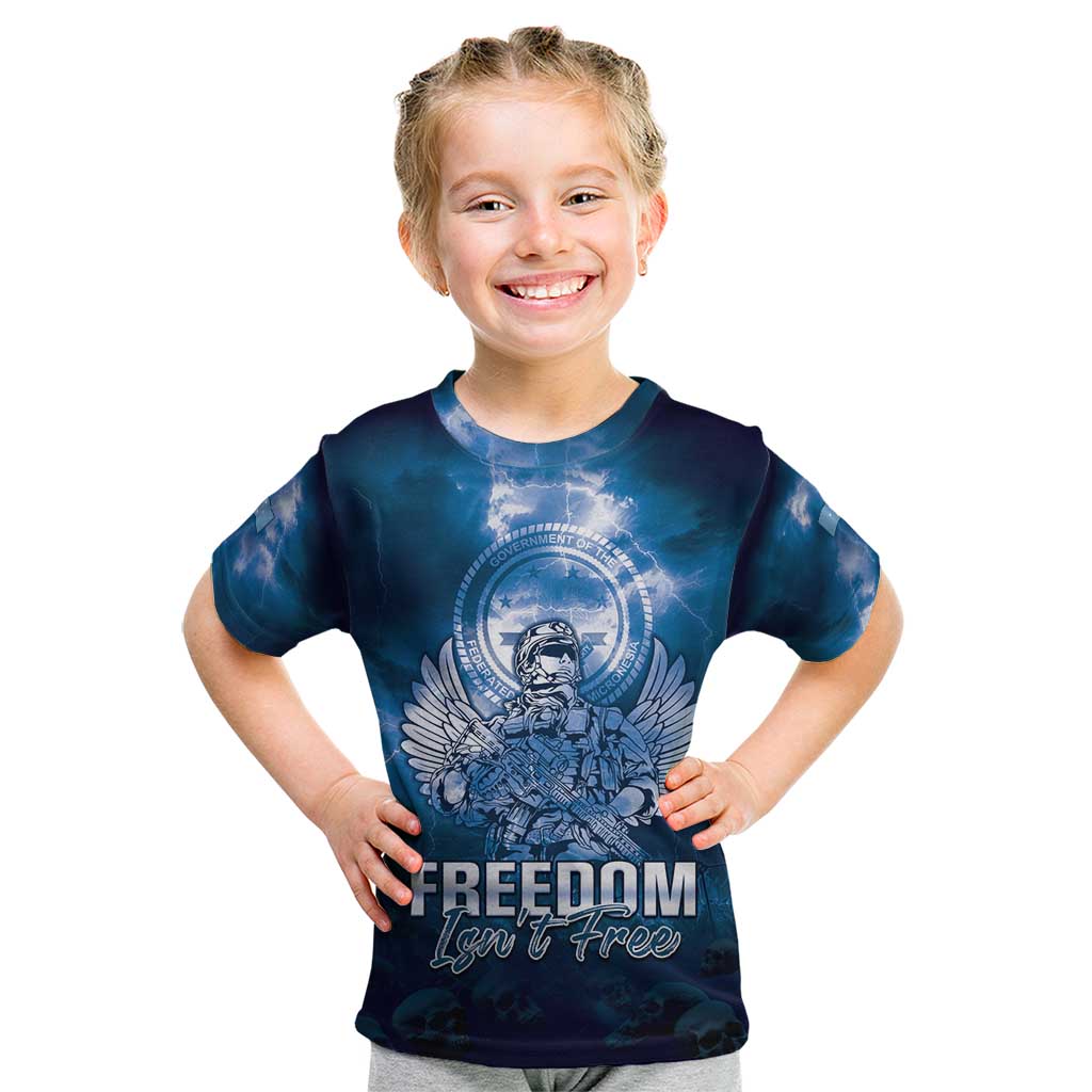 Federated States of Micronesia Veterans Day Kid T Shirt May We Never Forget Freedom Isn't Free LT05 Blue - Polynesian Pride