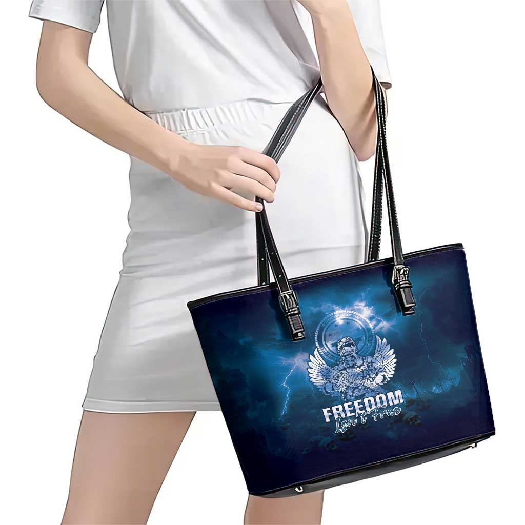 Federated States of Micronesia Veterans Day Leather Tote Bag May We Never Forget Freedom Isn't Free