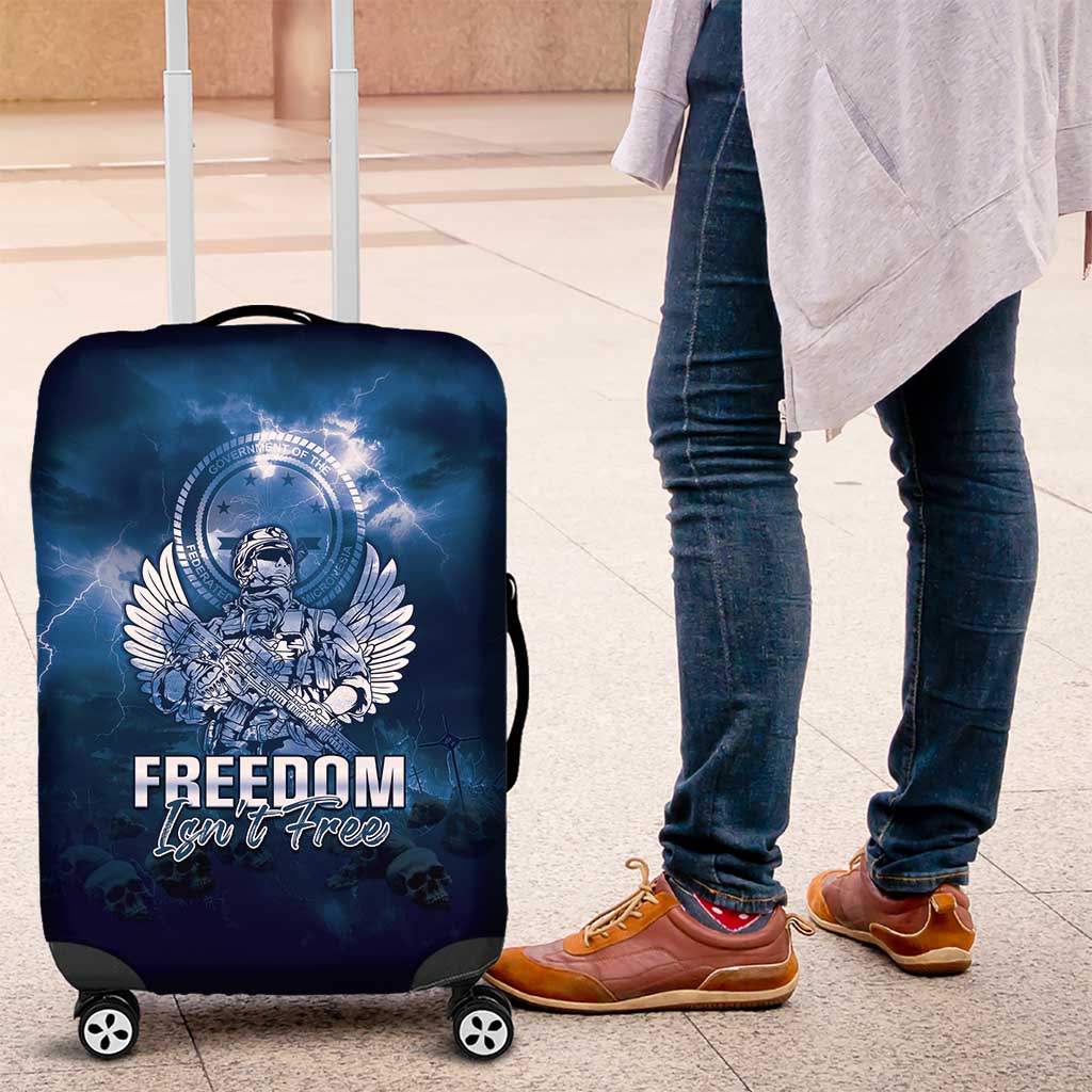 Federated States of Micronesia Veterans Day Luggage Cover May We Never Forget Freedom Isn't Free LT05 Blue - Polynesian Pride