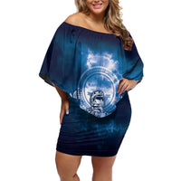 Federated States of Micronesia Veterans Day Off Shoulder Short Dress May We Never Forget Freedom Isn't Free LT05 Women Blue - Polynesian Pride