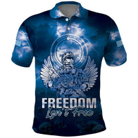 Federated States of Micronesia Veterans Day Polo Shirt May We Never Forget Freedom Isn't Free LT05 Blue - Polynesian Pride
