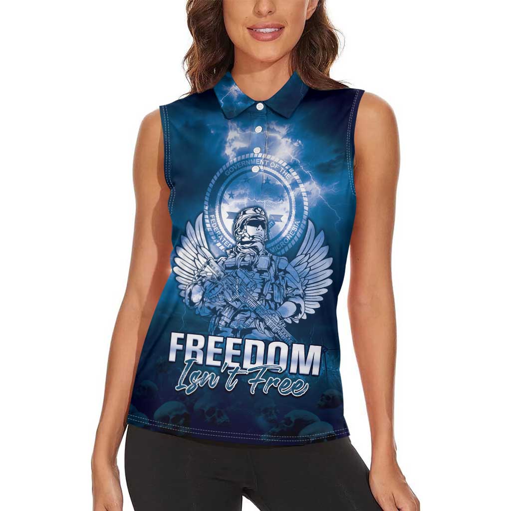 Federated States of Micronesia Veterans Day Women Sleeveless Polo Shirt May We Never Forget Freedom Isn't Free