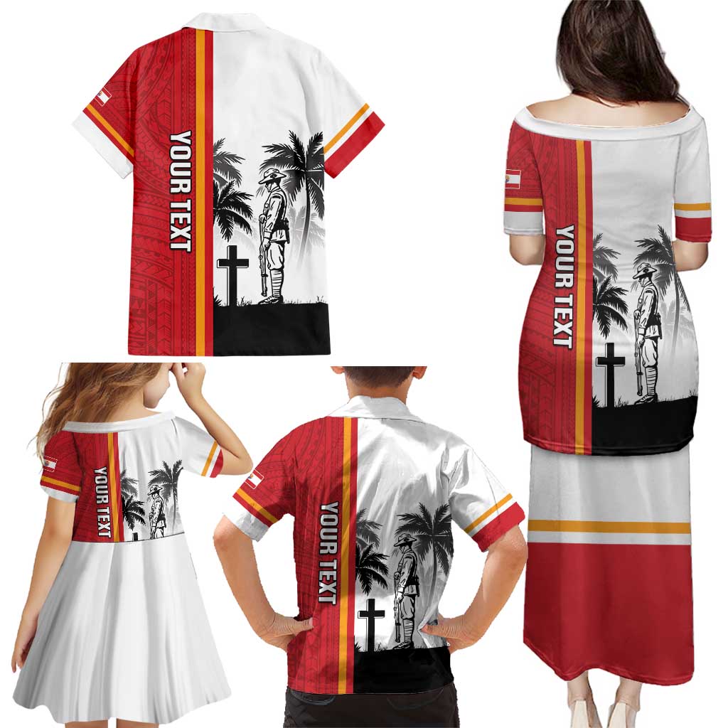 French Polynesia Armistice Day Family Matching Puletasi and Hawaiian Shirt Lest We Forget Flag Style