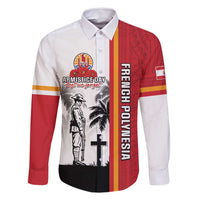 French Polynesia Armistice Day Family Matching Summer Maxi Dress and Hawaiian Shirt Lest We Forget Flag Style LT05 Dad's Shirt - Long Sleeve Red - Polynesian Pride