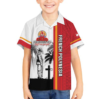 French Polynesia Armistice Day Family Matching Summer Maxi Dress and Hawaiian Shirt Lest We Forget Flag Style LT05 Son's Shirt Red - Polynesian Pride