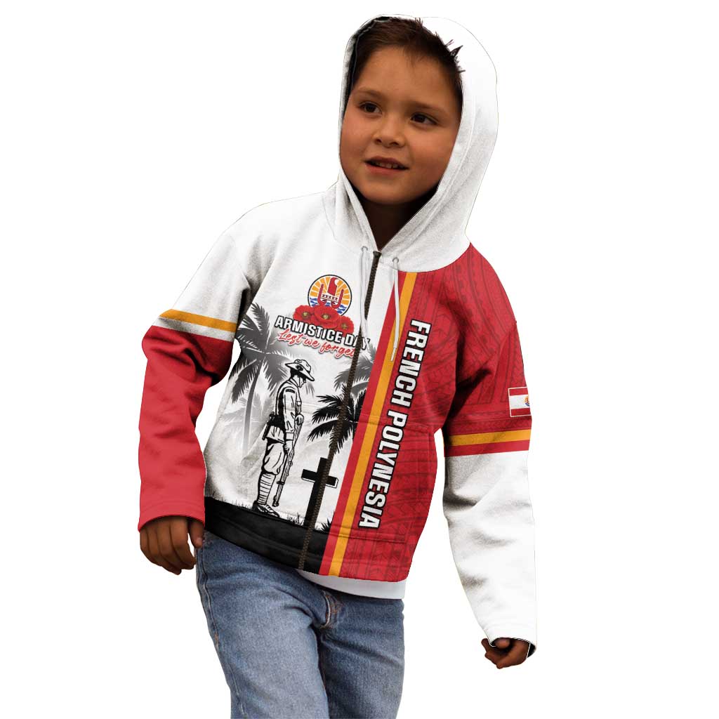 French Polynesia Armistice Day Kid Hoodie Lest We Forget Flag Style